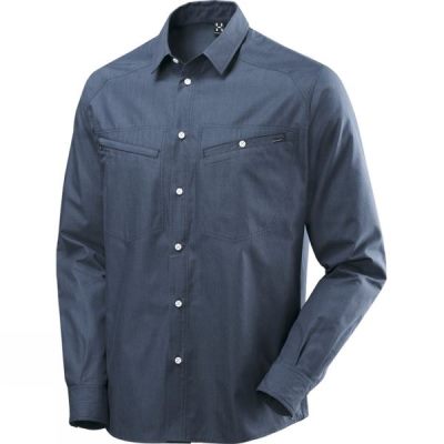 Camisa Haglofs Saba III Manga Larga Denim Hombre Azules Oscuro - Chile RUV236579